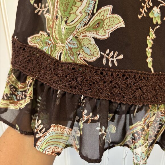 Vintage Womens 90s Dress Sz 10 Boho Forest Fairy Crochet Lace Paisley Phoebe Y2K - Picture 8 of 16